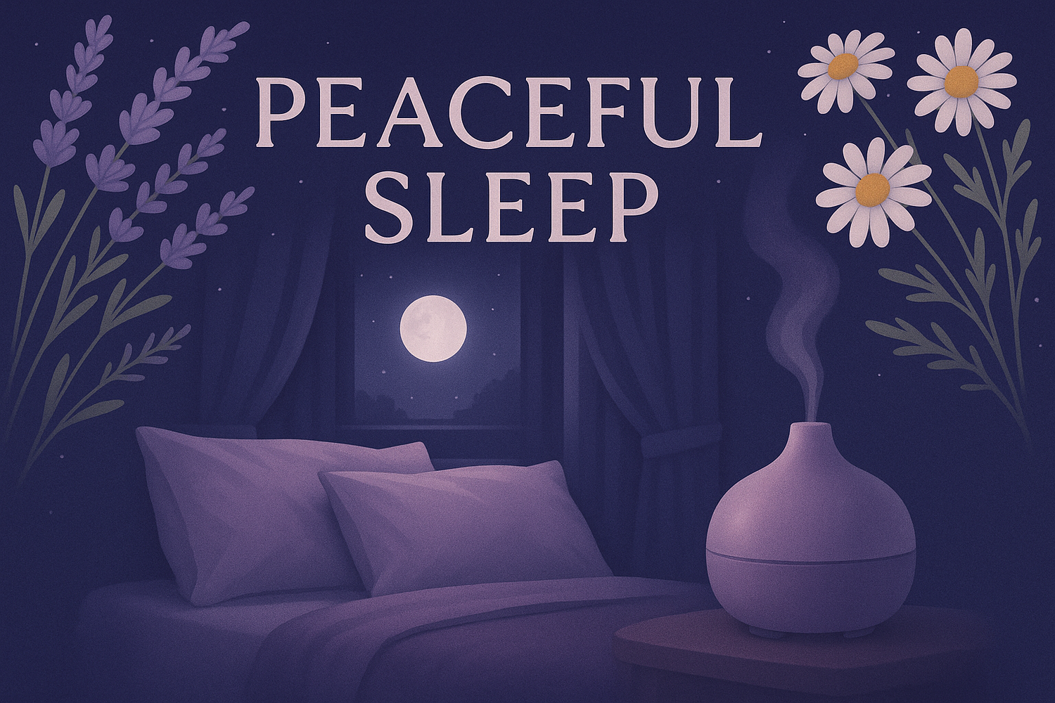 Peaceful sleep banner with lavender and calming elements